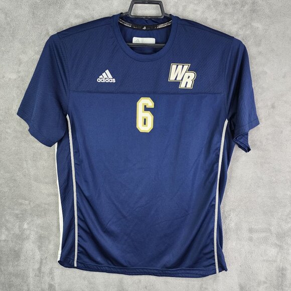 Mens Blue Adidas WR Number 6 Soccer Jersey Short Sleeve Crew Neck Size L - Picture 2 of 9